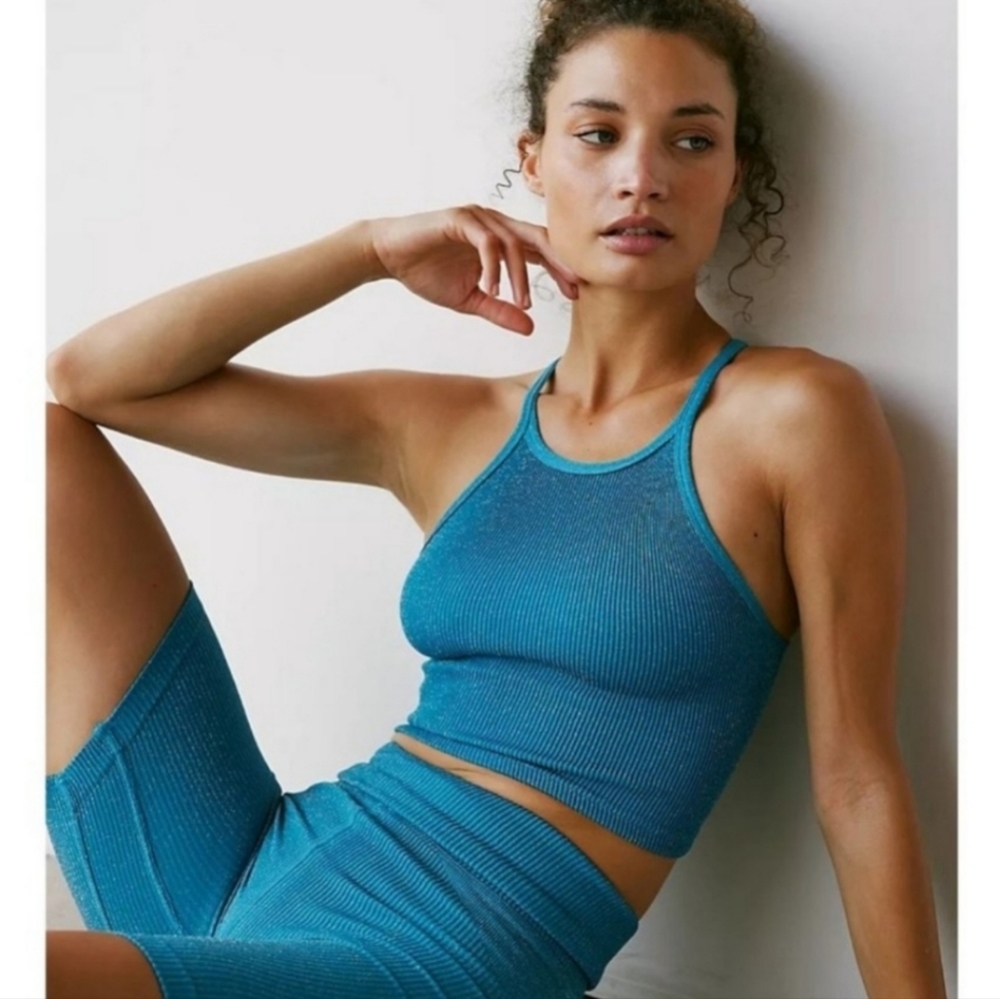 NWOT - Free People Movement Lurex Happiness Runs Crop Tank
